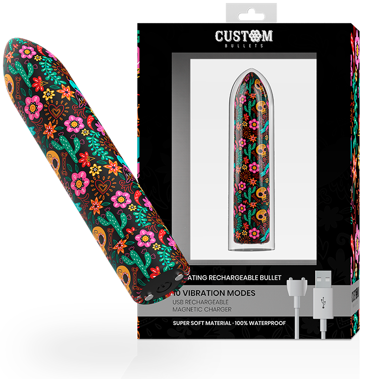 CUSTOM BULLETS - RECHARGEABLE SKULL MAGNETIC BULLET 10 INTENSITIES - NOCTURNA DESIRES