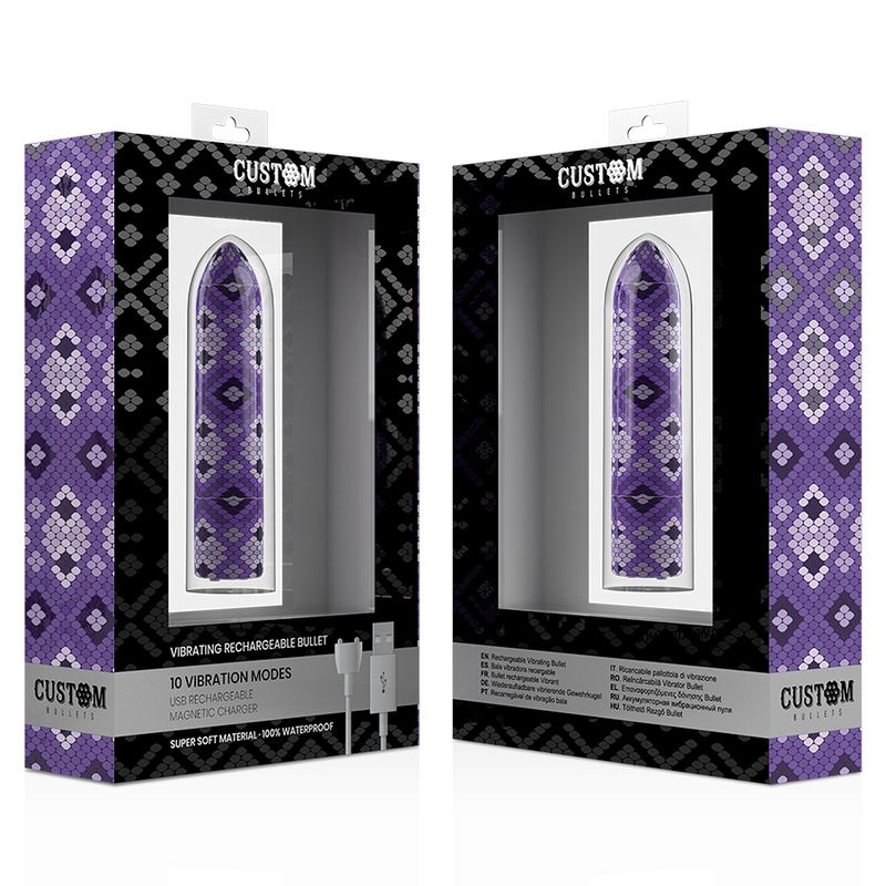CUSTOM BULLETS - RECHARGEABLE SNAKE PURPLE MAGNETIC BULLET 10 INTENSITIES - NOCTURNA DESIRES