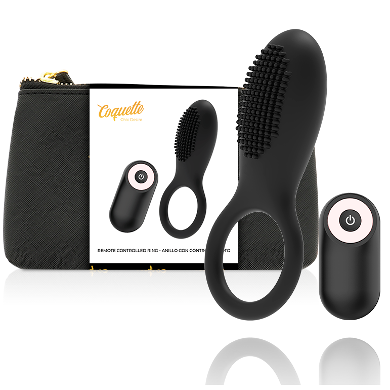 COQUETTE CHIC DESIRE - COCK RING REMOTE CONTROL RECHARGEABLE BLACK/ GOLD - NOCTURNA DESIRES