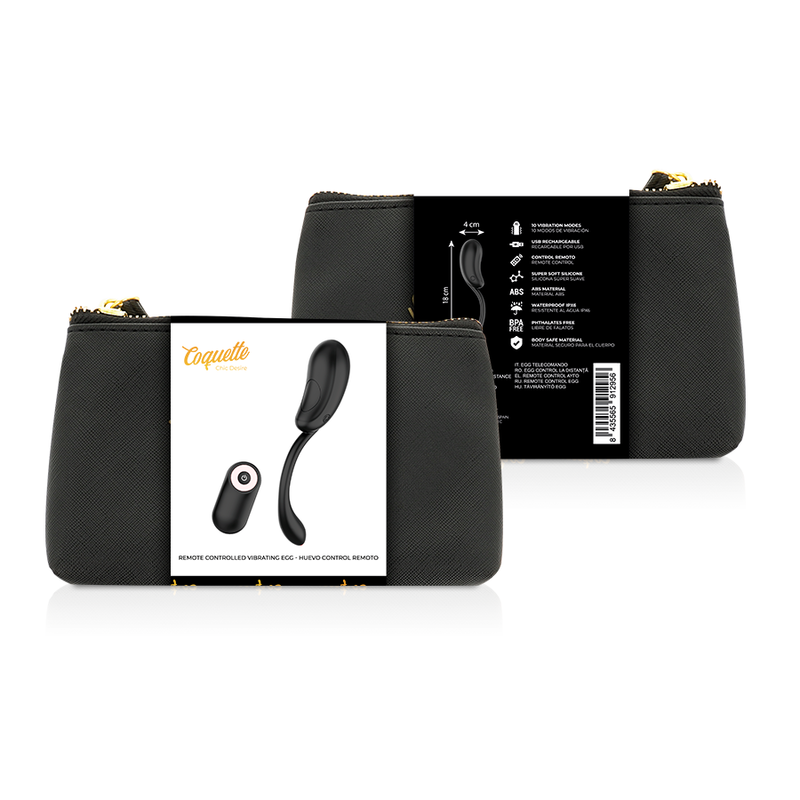 COQUETTE CHIC DESIRE - VIBRATING EGG REMOTE CONTROL RECHARGEABLE BLACK/ GOLD - NOCTURNA DESIRES