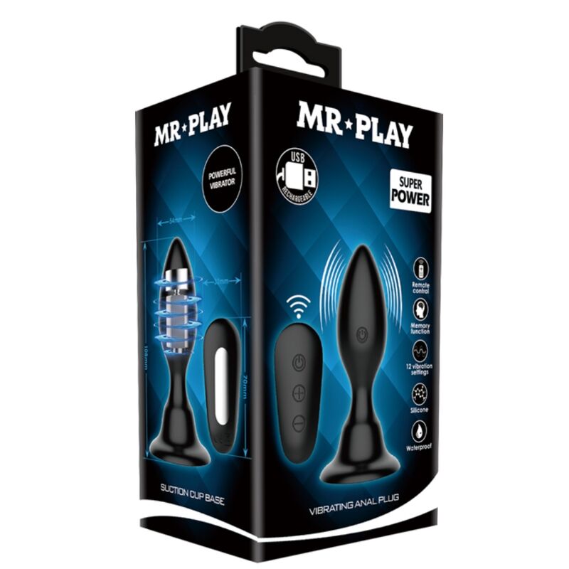 MR PLAY - ANAL PLUG WITH VIBRATION BLACK REMOTE CONTROL - NOCTURNA DESIRES