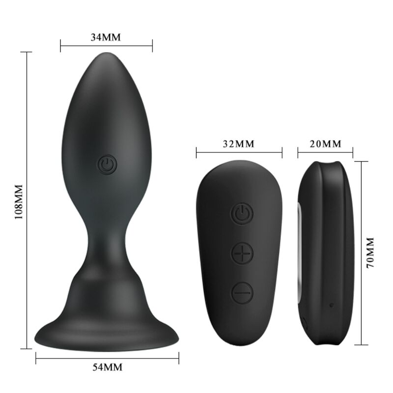 MR PLAY - ANAL PLUG WITH VIBRATION BLACK REMOTE CONTROL - NOCTURNA DESIRES