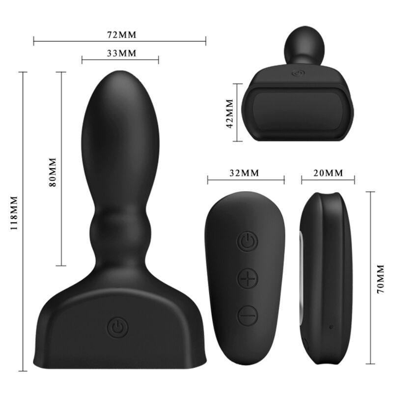 MR PLAY - BLACK INFLATABLE ANAL PLUG REMOTE CONTROL - NOCTURNA DESIRES