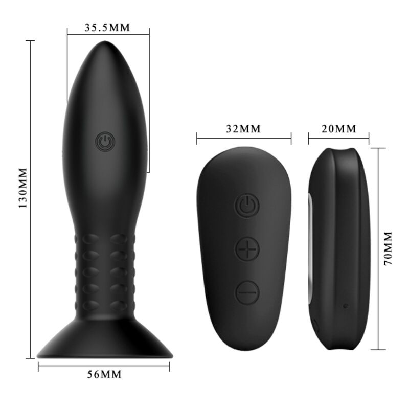 MR PLAY - PLUG WITH BLACK ROTATING BALLS REMOTE CONTROL - NOCTURNA DESIRES