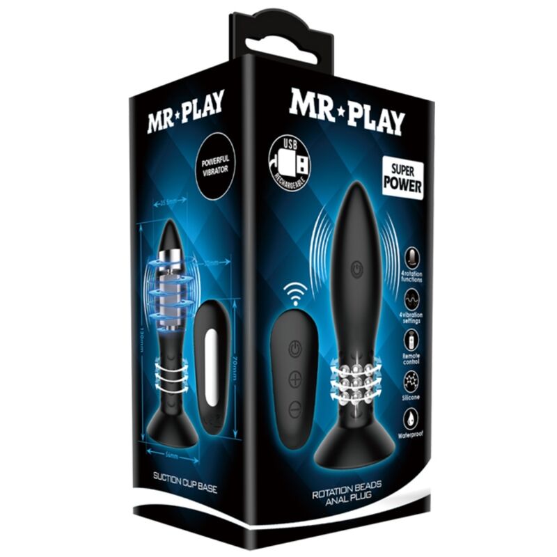 MR PLAY - PLUG WITH BLACK ROTATING BALLS REMOTE CONTROL - NOCTURNA DESIRES