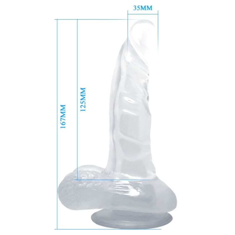 BAILE - REALISTIC DILDO WITH SUCTION CUP AND TESTICLES 16.7 CM TRANSPARENT - NOCTURNA DESIRES
