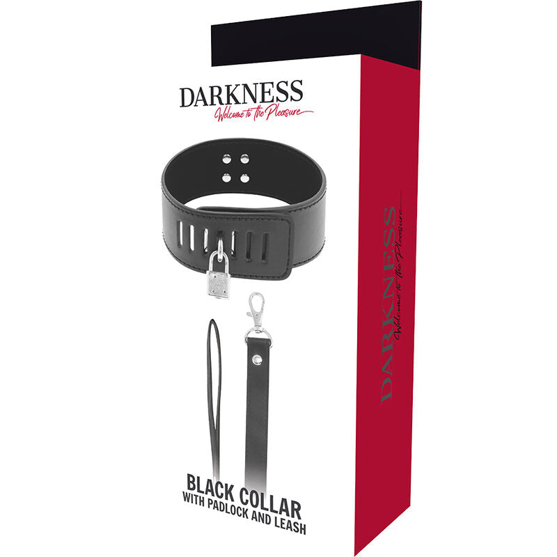 DARKNESS - BDSM COLLAR WITH BLACK LOCK - NOCTURNA DESIRES