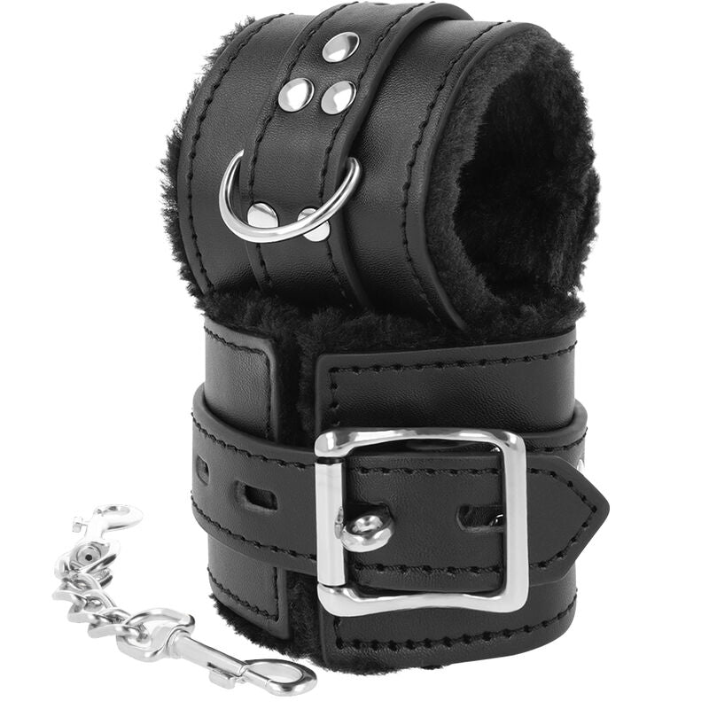 DARKNESS - BLACK LINED BDSM HANDCUFFS - NOCTURNA DESIRES