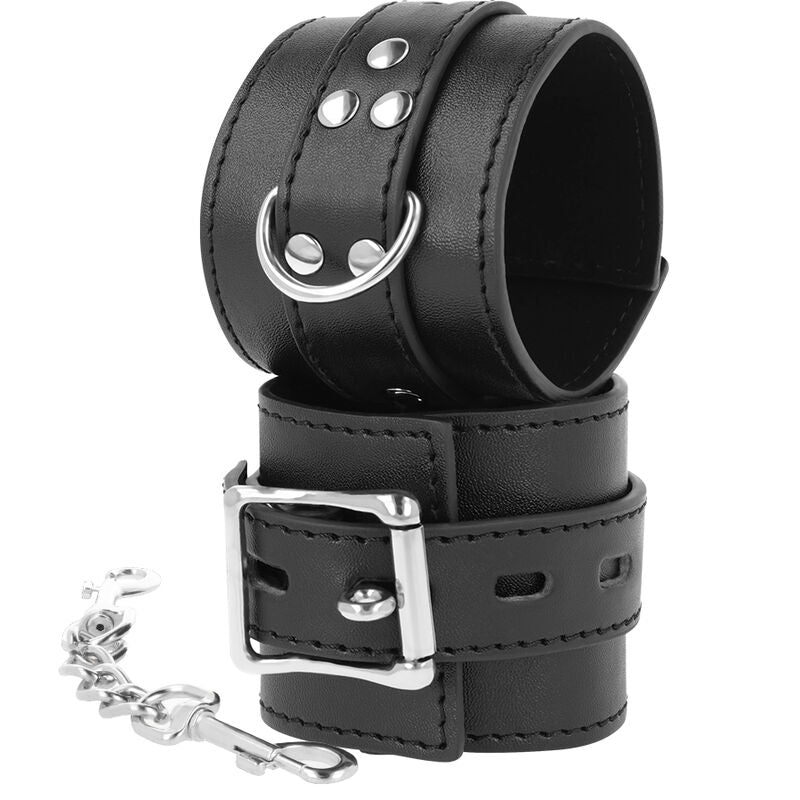 DARKNESS - BLACK LEATHER HANDCUFFS - NOCTURNA DESIRES