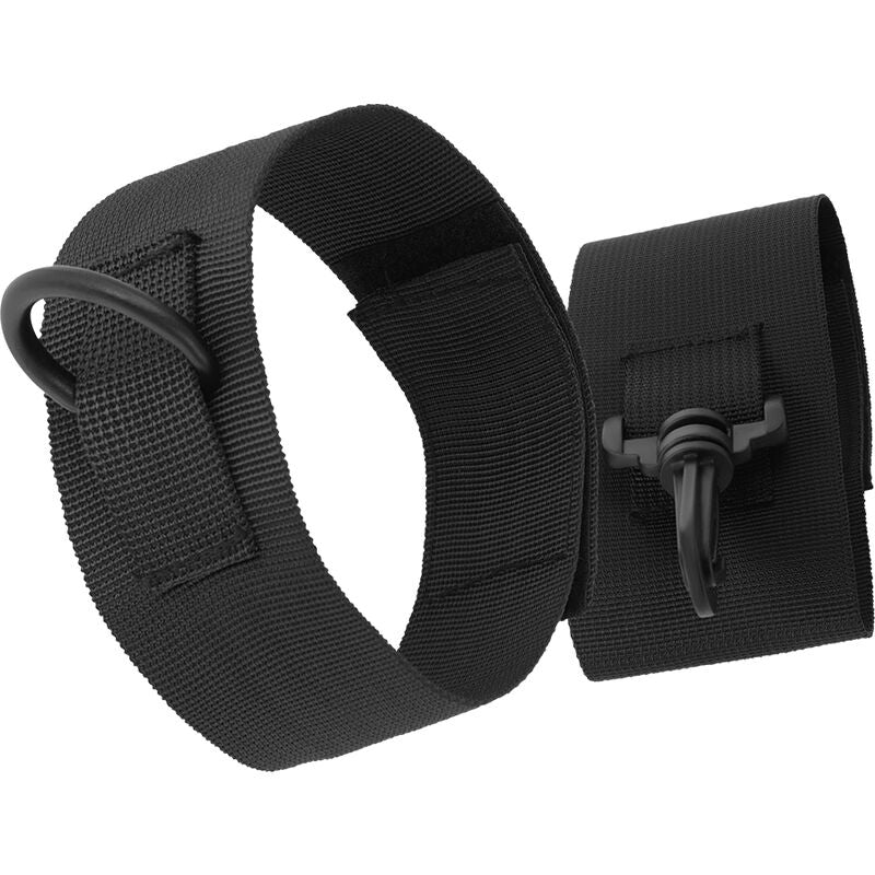 DARKNESS - BLACK NYLON ANKLE CUFFS - NOCTURNA DESIRES
