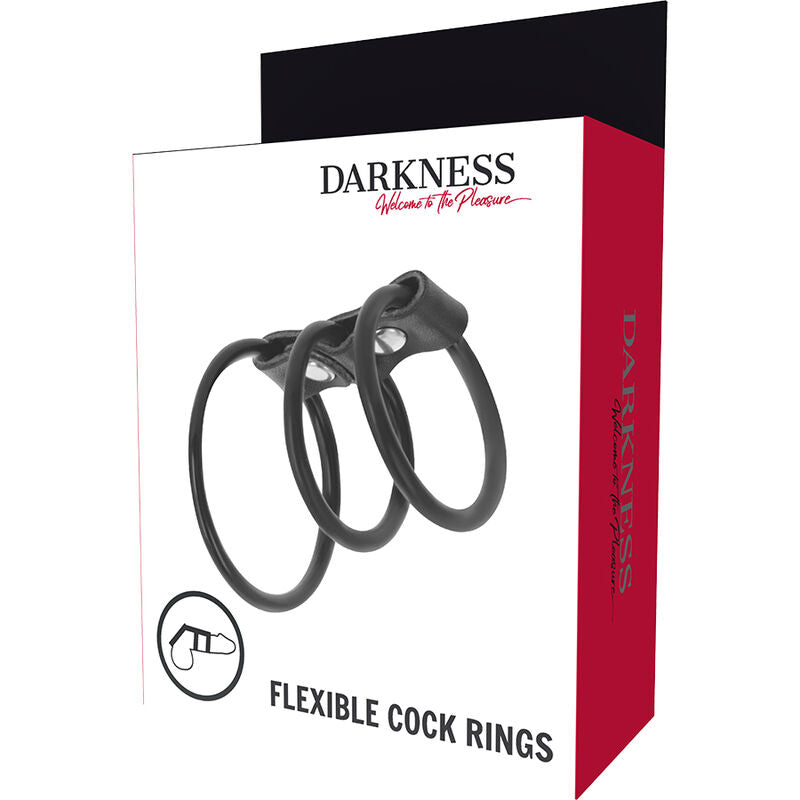 DARKNESS - SET OF 3 FLEXIBLE PENIS RINGS - NOCTURNA DESIRES