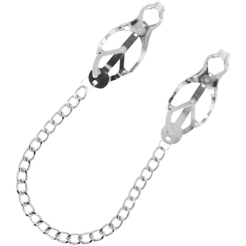 DARKNESS - METAL NIPPLE CLAMP WITH CHAIN - NOCTURNA DESIRES