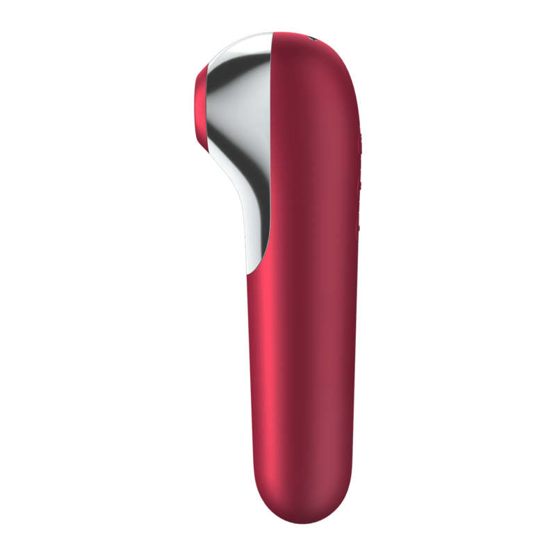 SATISFYER - DUAL LOVE VIBRATOR AND SUCTIONER WITH PULSED AIR RED - NOCTURNA DESIRES