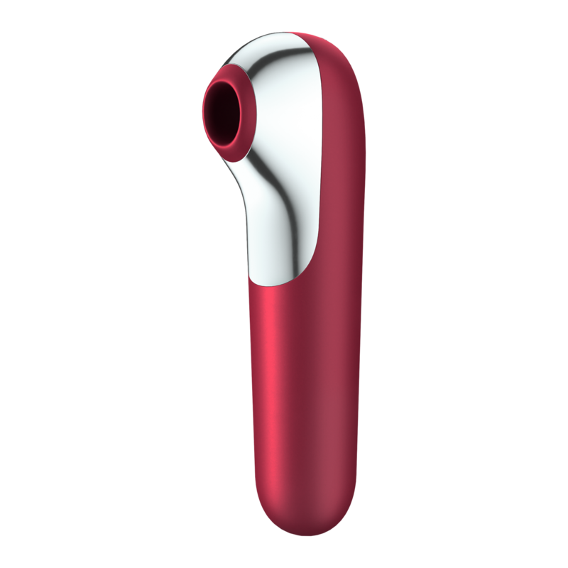 SATISFYER - DUAL LOVE VIBRATOR AND SUCTIONER WITH PULSED AIR RED - NOCTURNA DESIRES