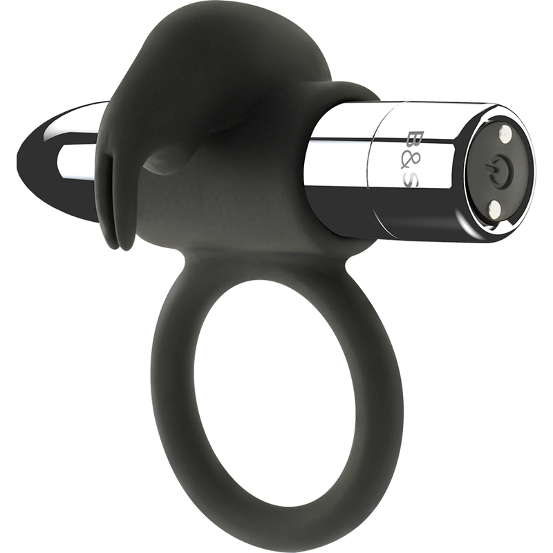 BLACK&SILVER - BURTON RECHARGEABLE RING 10 VIBRATION MODES - NOCTURNA DESIRES