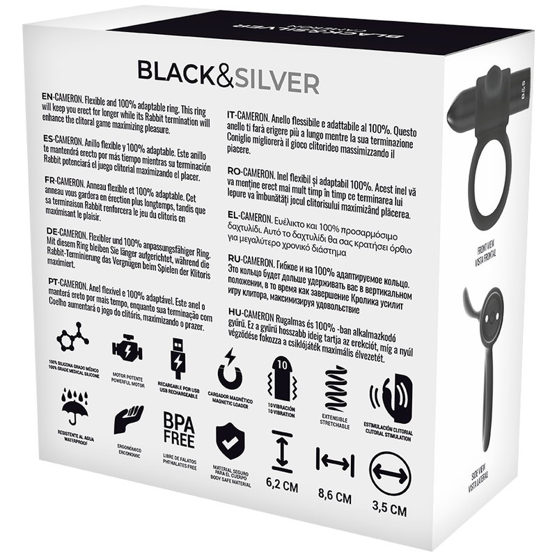 BLACK&SILVER - CAMERON BLACK RECHARGEABLE RING - NOCTURNA DESIRES