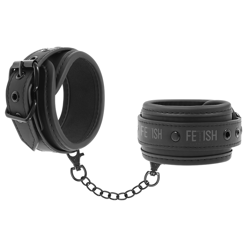 FETISH SUBMISSIVE - VEGAN LEATHER HANDCUFFS WITH NOPRENE LINING FETISH SUBMISSIVE BONDAGE  NOCTURNA DESIRES