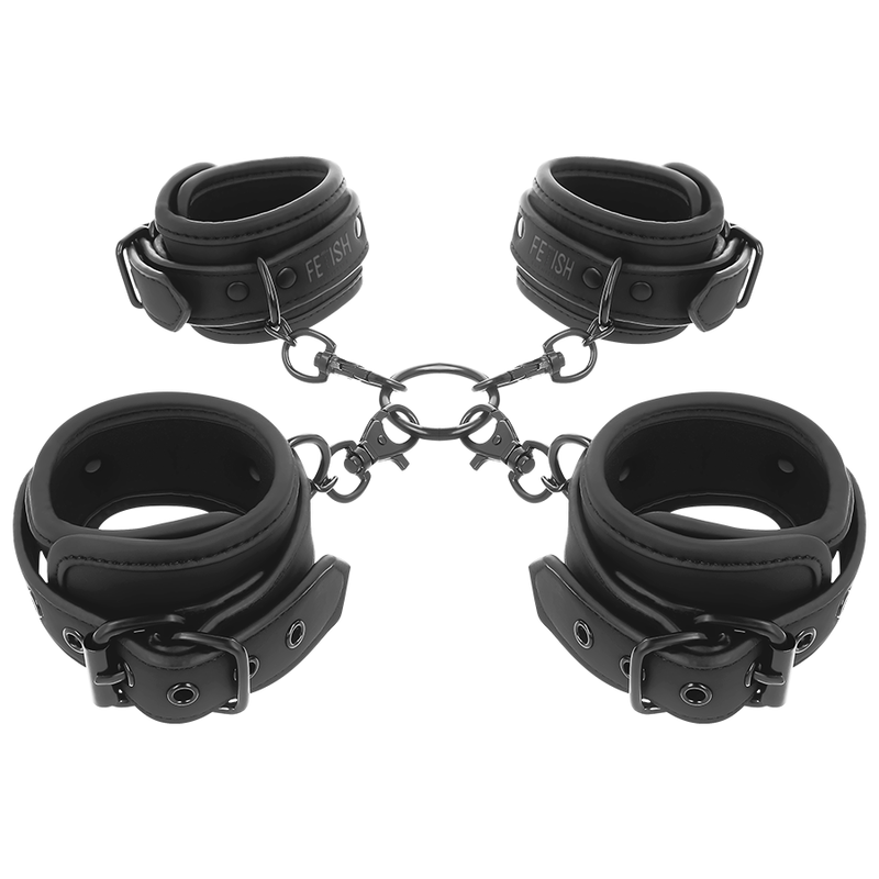 FETISH SUBMISSIVE - SET OF HAND AND ANKLE HANDCUFFS WITH NOPRENE LINING FETISH SUBMISSIVE BONDAGE  NOCTURNA DESIRES