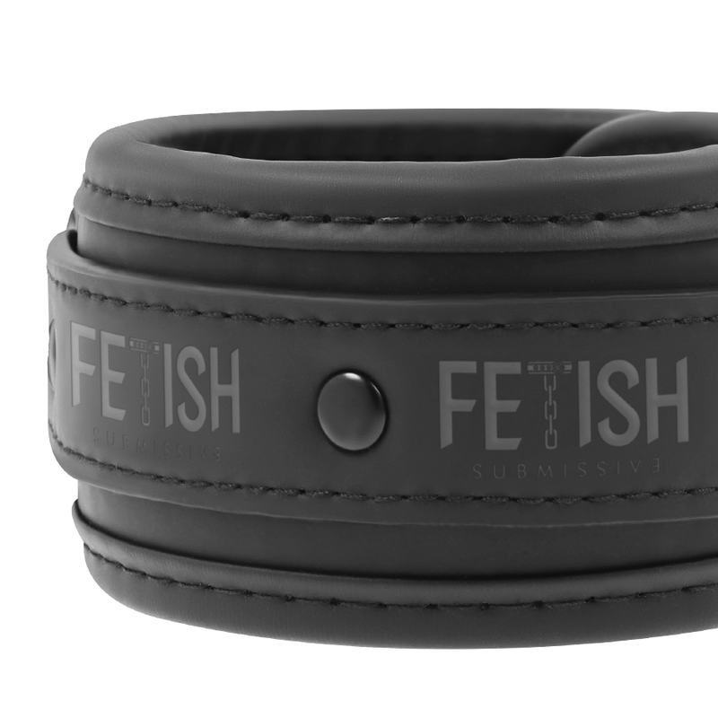 FETISH SUBMISSIVE - VEGAN LEATHER NECKLACE AND HANDCUFFS WITH NOPRENE LINING FETISH SUBMISSIVE BONDAGE  NOCTURNA DESIRES