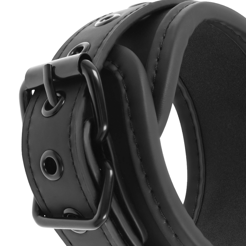 FETISH SUBMISSIVE - VEGAN LEATHER NECKLACE AND HANDCUFFS WITH NOPRENE LINING FETISH SUBMISSIVE BONDAGE  NOCTURNA DESIRES
