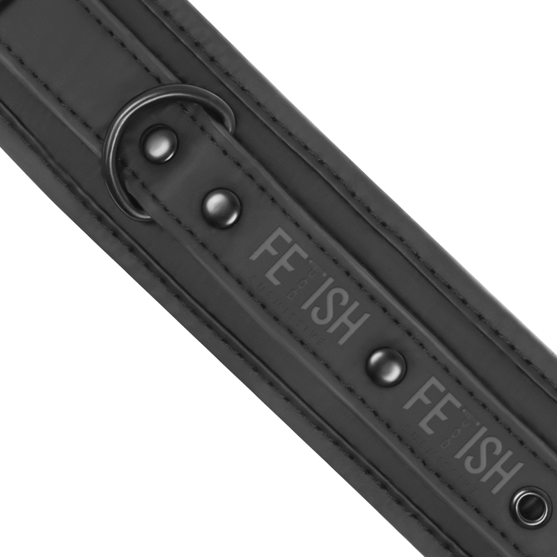 FETISH SUBMISSIVE - VEGAN LEATHER NECKLACE AND HANDCUFFS WITH NOPRENE LINING FETISH SUBMISSIVE BONDAGE  NOCTURNA DESIRES