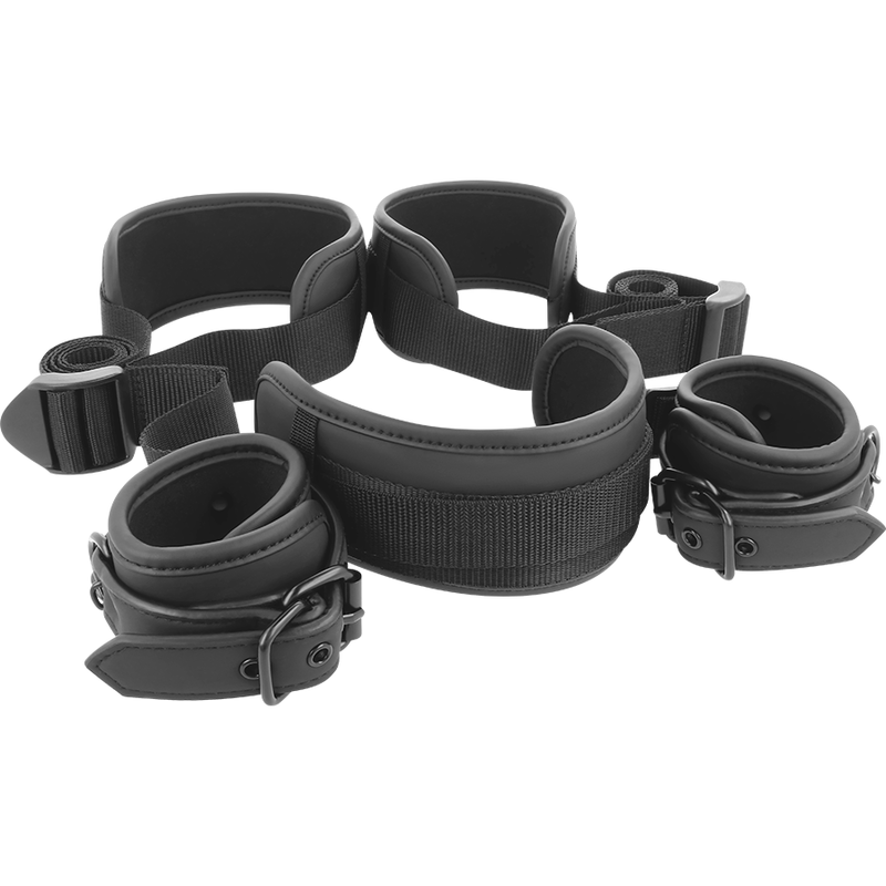 FETISH SUBMISSIVE - MASTER POSITION WITH 4 NOPRENE-LINED HANDCUFFS FETISH SUBMISSIVE BONDAGE  NOCTURNA DESIRES