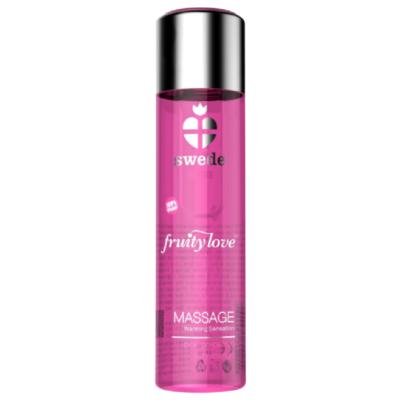 SWEDE - FRUITY LOVE WARMING EFFECT MASSAGE OIL PINK RASPBERRY AND RHUBARB 120 ML - NOCTURNA DESIRES