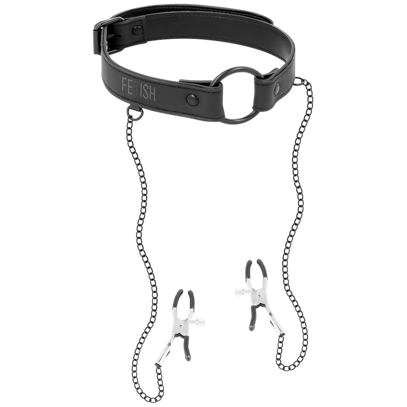 FETISH SUBMISSIVE - GAG RING WITH NIPPLE CLAMPS FETISH SUBMISSIVE BONDAGE  NOCTURNA DESIRES