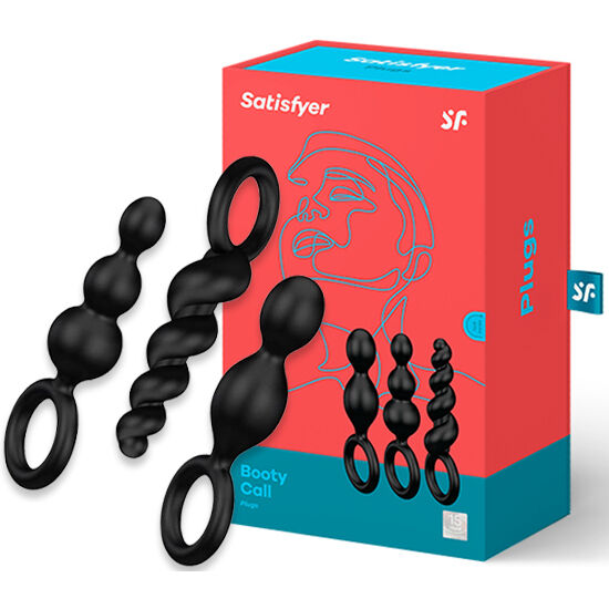 SATISFYER - ANAL PLUGS SET 3 PCS BLACK SATISFYER PLUGS  NOCTURNA DESIRES