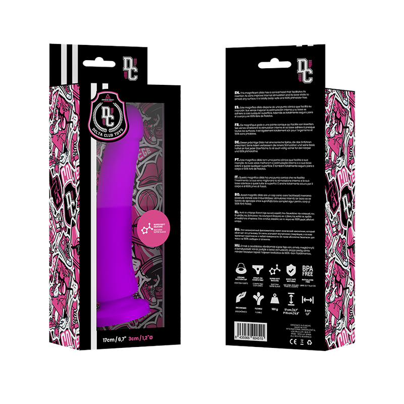 DELTA CLUB - TOYS LILAC DILDO MEDICAL SILICONE 17 CM -O- 3 CM - NOCTURNA DESIRES