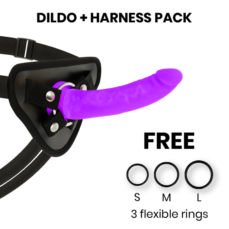 DELTA CLUB - TOYS HARNESS + DONG PURPLE SILICONE 17 CM -O- 3 CM - NOCTURNA DESIRES