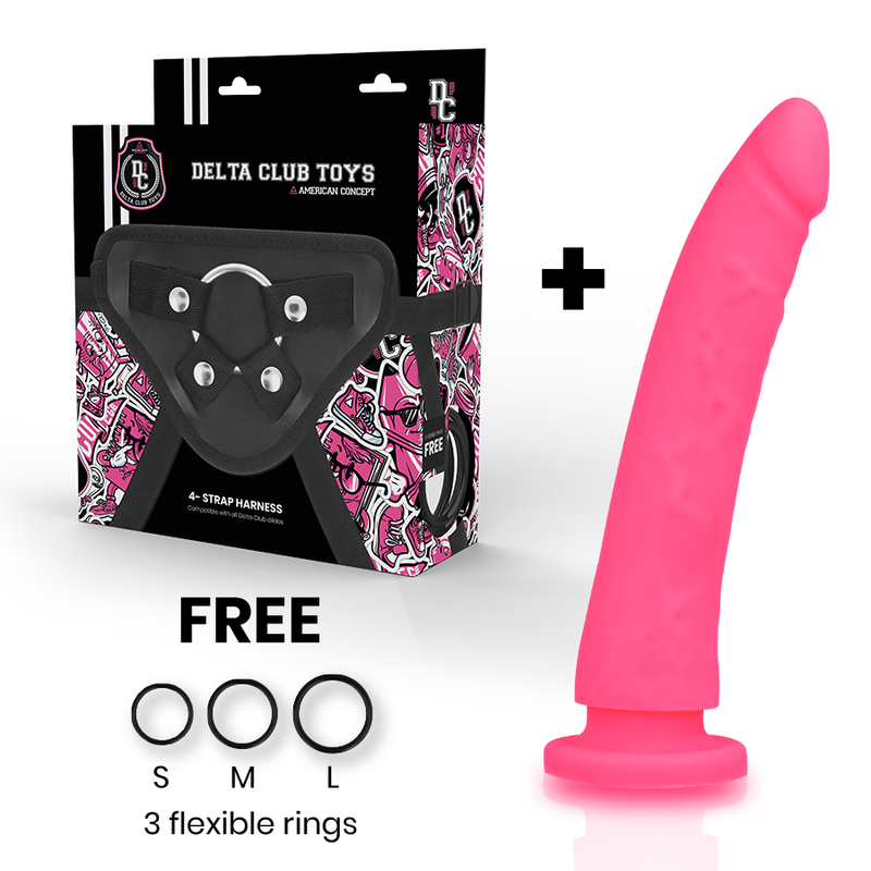 DELTA CLUB - TOYS HARNESS + DONG PINK SILICONE 20 CM -O- 4 CM - NOCTURNA DESIRES