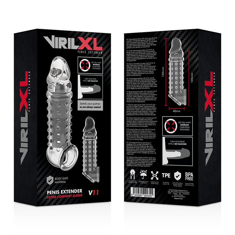 VIRILXL - PENIS EXTENSION AND SHEATH V11 TRANSPARENT - NOCTURNA DESIRES
