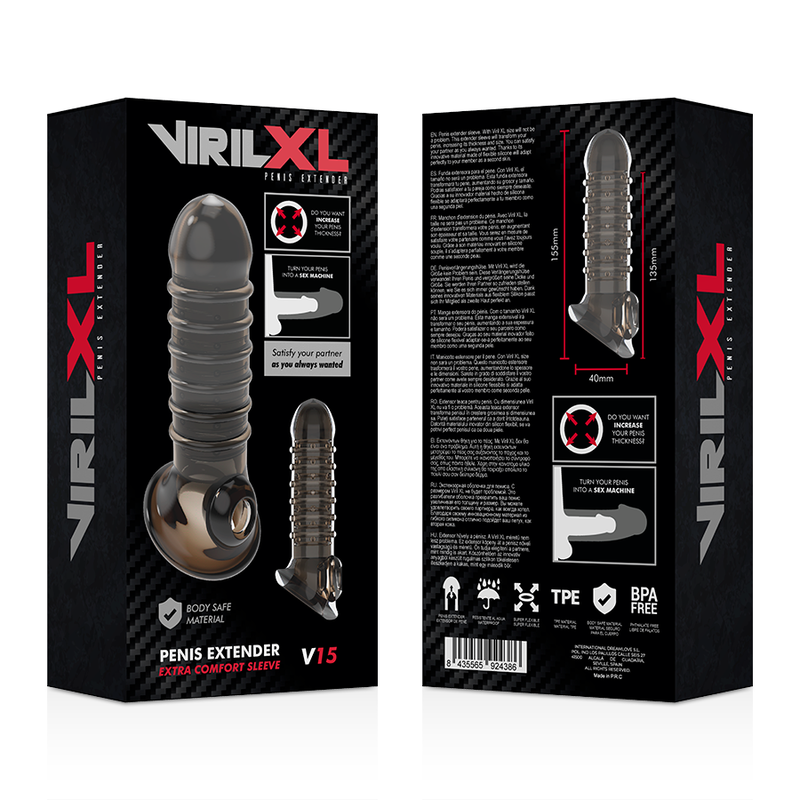 VIRILXL - PENIS EXTENSION AND SHEATH V15 BLACK - NOCTURNA DESIRES