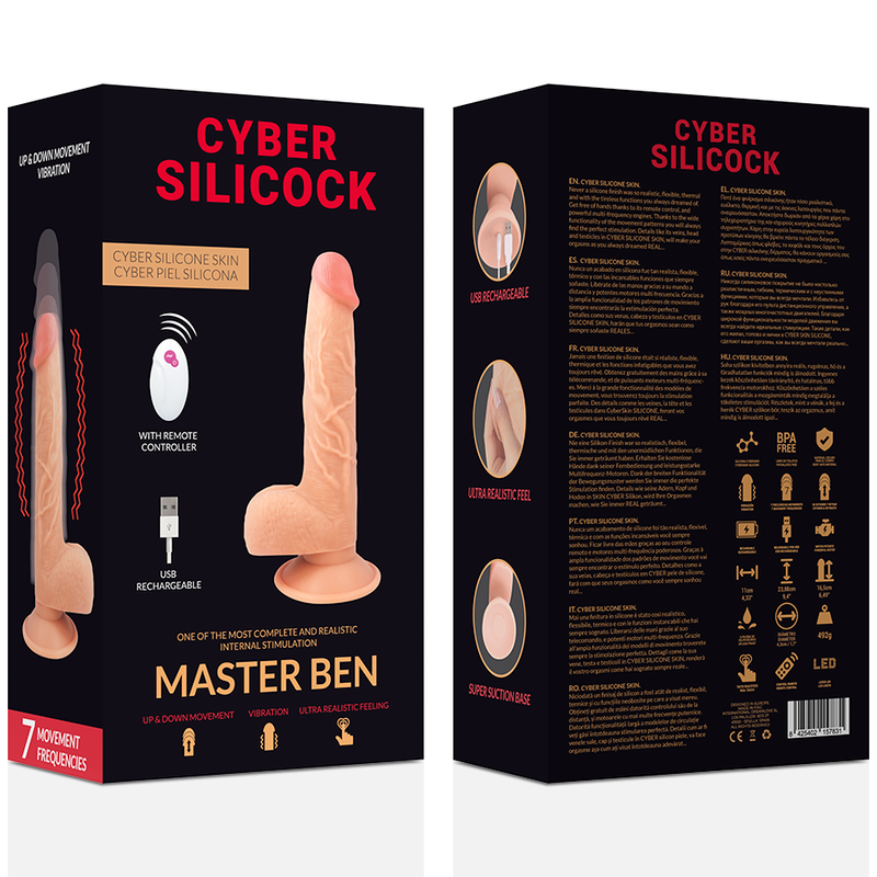 CYBER SILICOCK - REMOTE CONTROL REALISTIC MASTER BEN 23.88 CM -O- 4.3 CM - NOCTURNA DESIRES
