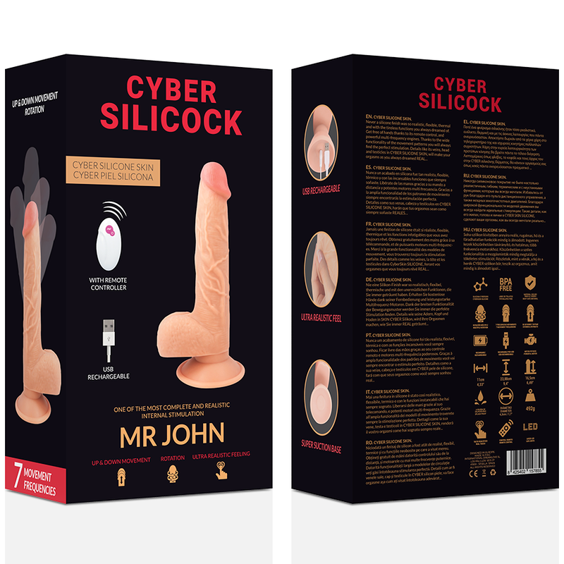 CYBER SILICOCK - REMOTE CONTROL REALISTIC MR JOHN 23.88 CM -O- 4.3 CM - NOCTURNA DESIRES