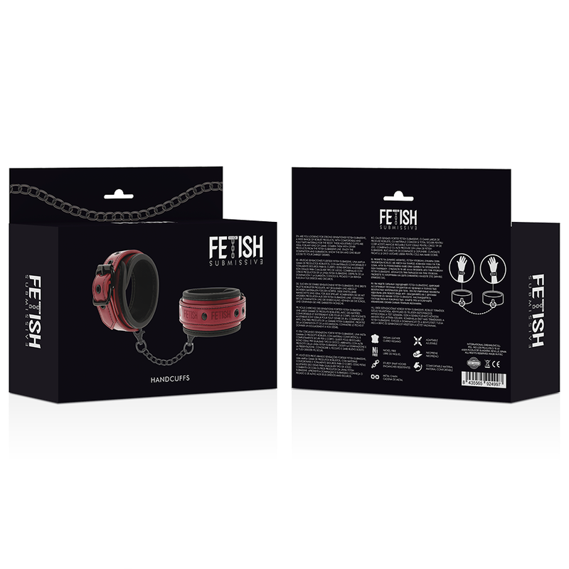 FETISH SUBMISSIVE DARK ROOM - VEGAN LEATHER HANDCUFFS WITH NEOPRENE LINING - NOCTURNA DESIRES