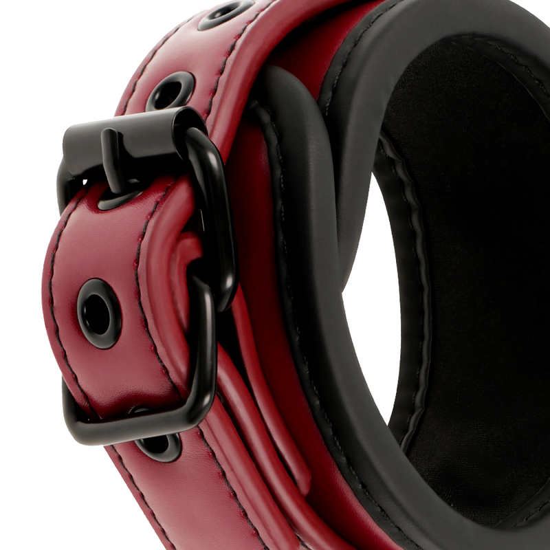 FETISH SUBMISSIVE DARK ROOM - VEGAN LEATHER HANDCUFFS WITH NEOPRENE LINING - NOCTURNA DESIRES