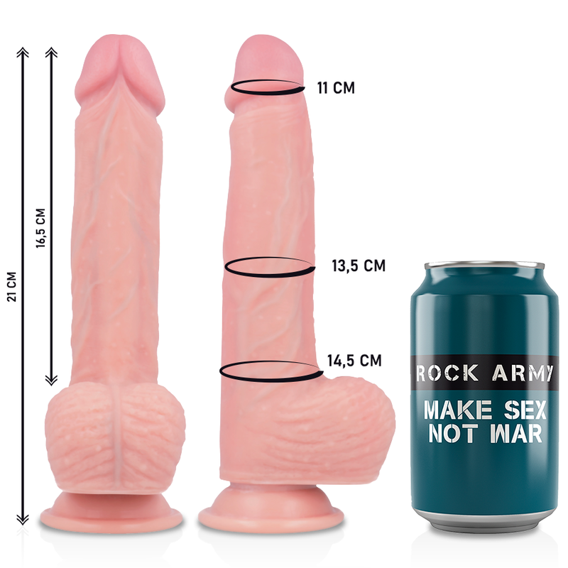 ROCKARMY - HARNESS + LIQUID SILICONE PREMIUM SPITFIRE REALISTIC 21 CM -O- 4.62 CM - NOCTURNA DESIRES