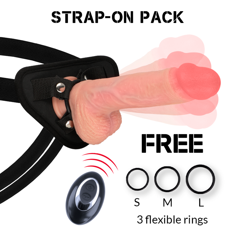 ROCKARMY - HARNESS + LIQUID SILICONE VIBRATOR PREMIUM APACHE REMOTE CONTROL 20.5 CM -O- 4.62 CM - NOCTURNA DESIRES