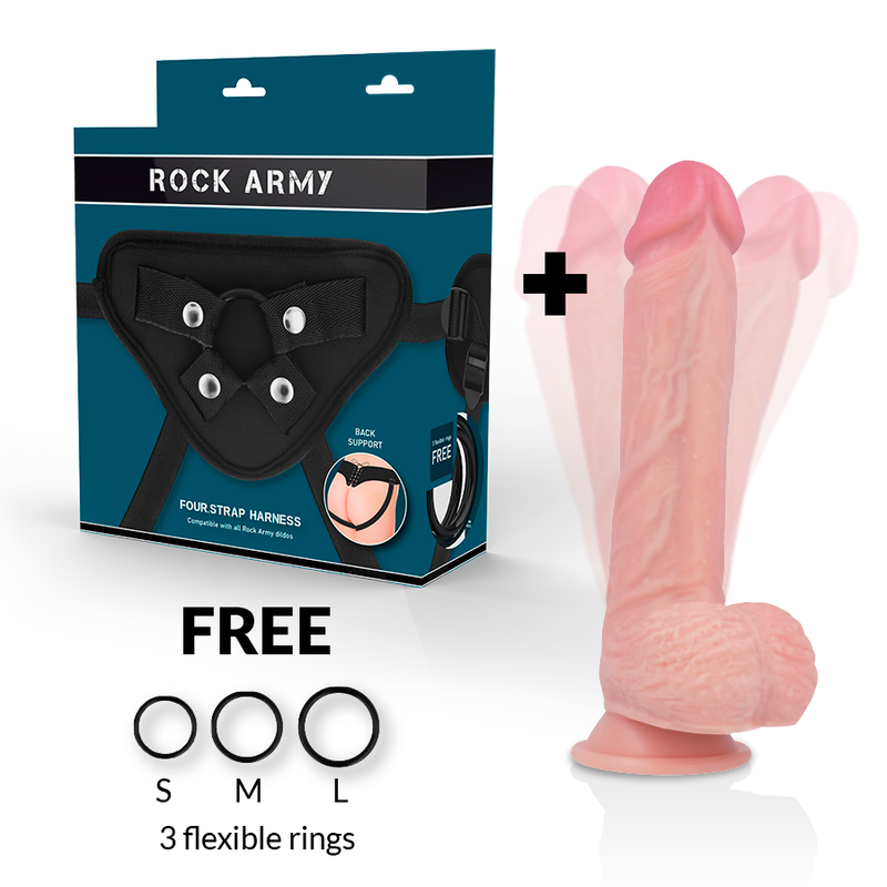 ROCKARMY - HARNESS + HAWK ROTATOR AND VIBRATOR 22 CM -O- 4.6 CM - NOCTURNA DESIRES