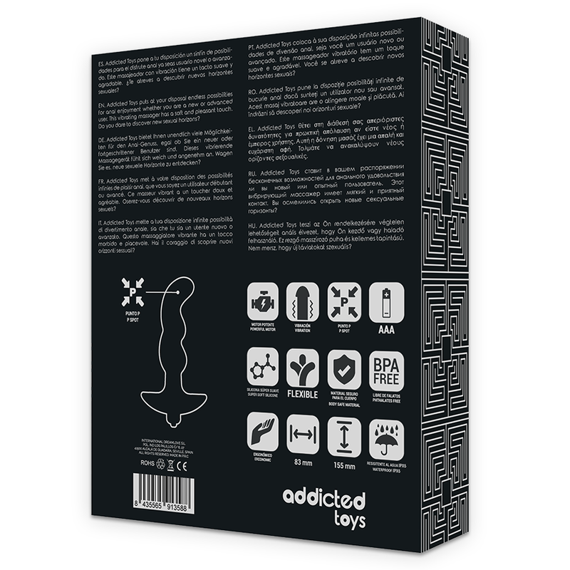 ADDICTED TOYS - ANAL MASSAGER WITH BLACK VIBRATION MODEL 2 - NOCTURNA DESIRES