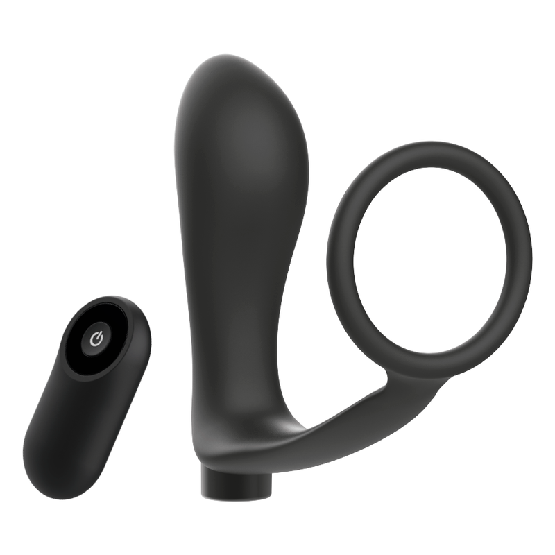 ADDICTED TOYS - PENIS RING WITH REMOTE CONTROL ANAL PLUG BLACK RECHARGEABLE - NOCTURNA DESIRES