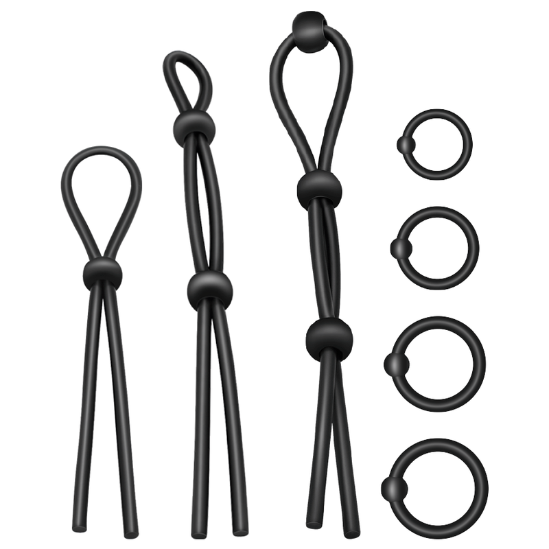 ADDICTED TOYS - FLEXIBLE SILICONE COCK RING SET 7 PIECES - NOCTURNA DESIRES