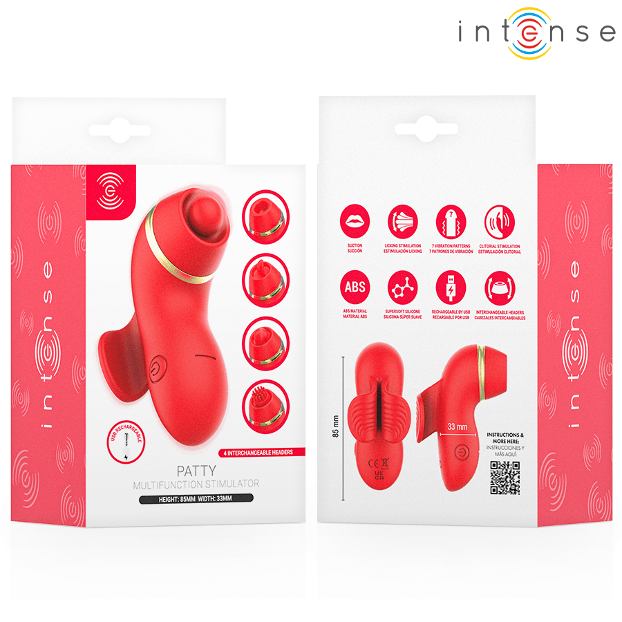 INTENSE - PATTY STIMULATOR WITH 4 HEADS, SUCTION, TAPPING, TICKLING AND LICKING - NOCTURNA DESIRES
