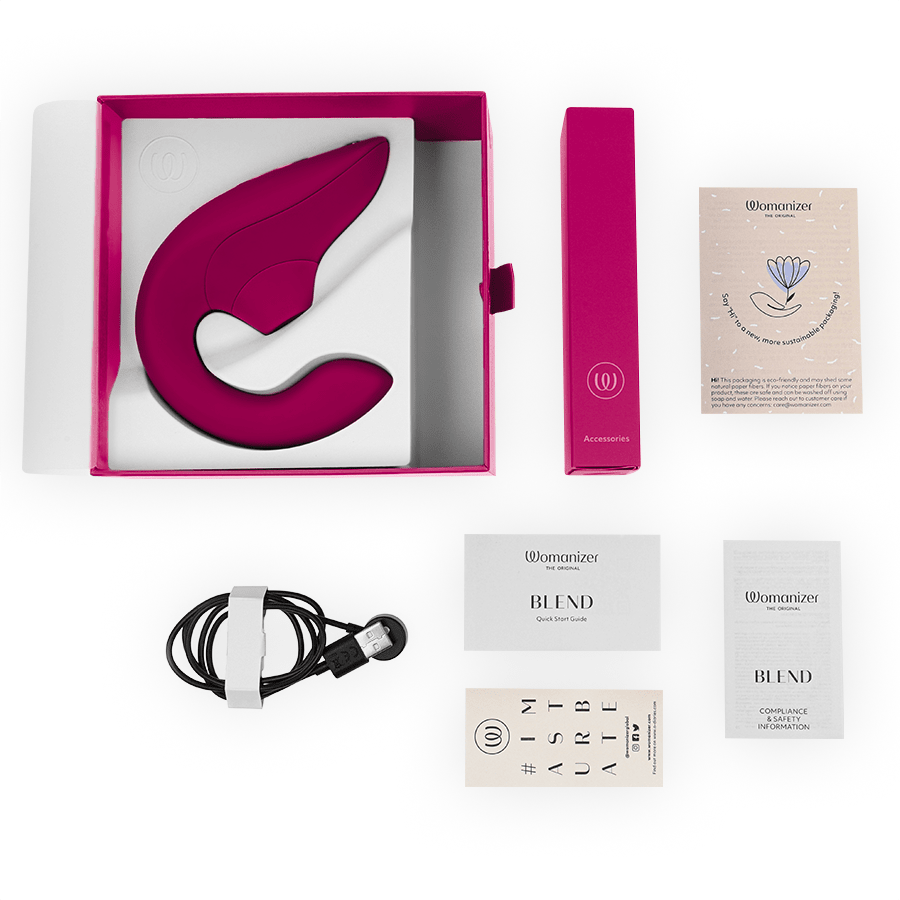 WOMANIZER - BLEND RABBIT VIBRATOR STIMULATOR VIBRANT PINK - NOCTURNA DESIRES