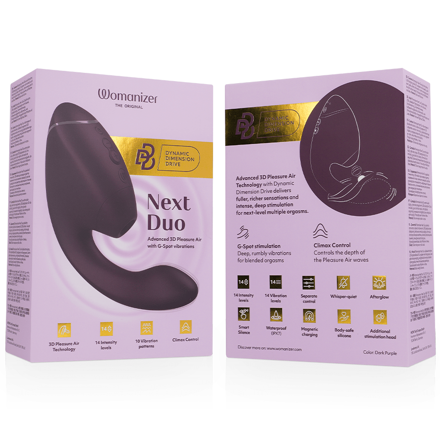 WOMANIZER - DUO NEXT DUAL CLITORAL & G - SPOT STIMULATOR DARK PURPLE - NOCTURNA DESIRES