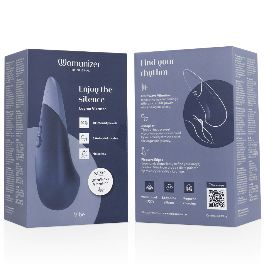WOMANIZER - VIBE LAY - ON SILENT VIBRATOR DARK BLUE - NOCTURNA DESIRES